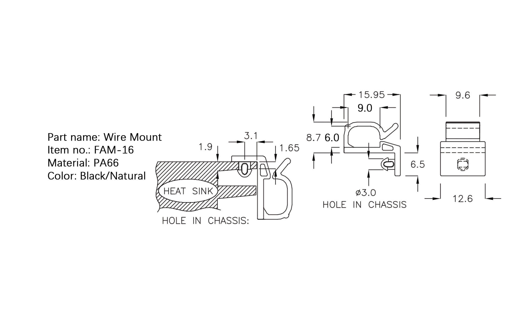 Plastic Wire Mount FAM-16